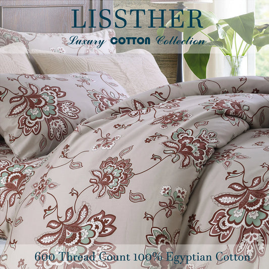 3 Piece 600TC Egyptian Cotton Duvet Cover Set Boho Damask