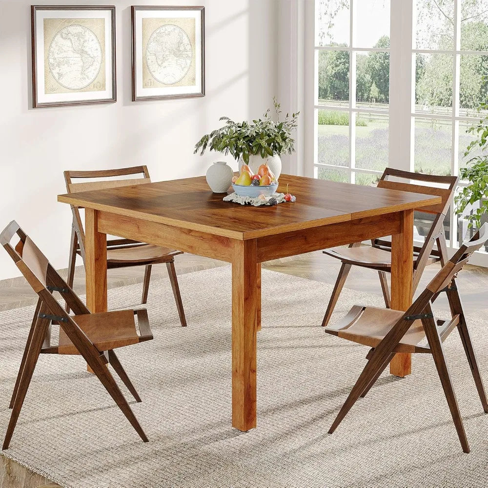 Farmhouse Wood Dining Table Square For Four Rustic Brown