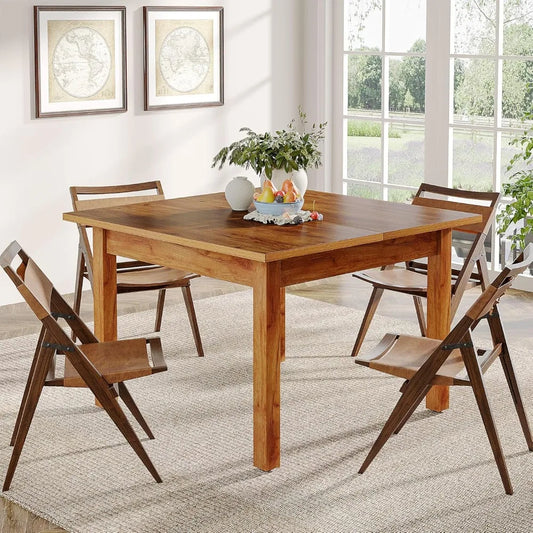 Farmhouse Wood Dining Table Square For Four Rustic Brown