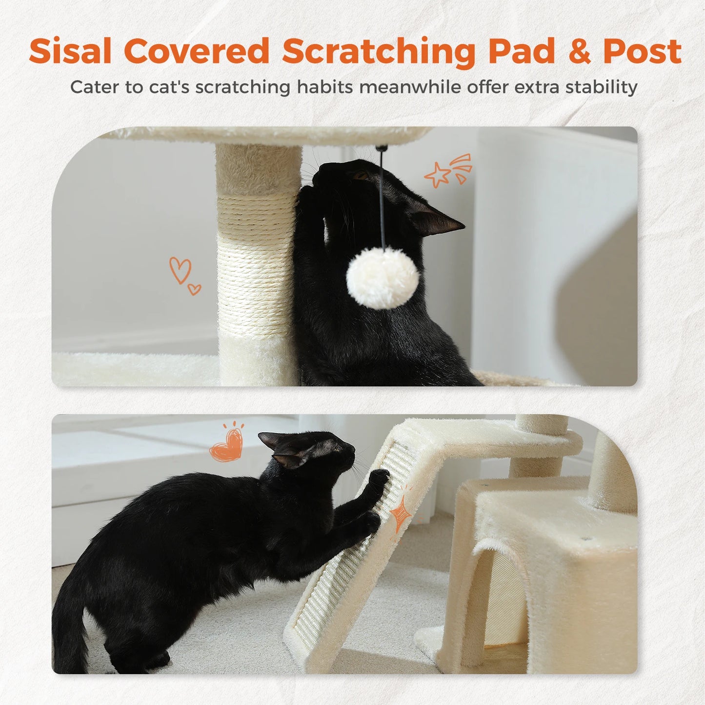 Grey Cat Tree Tower For Indoor Cats Two Styles With Hammock