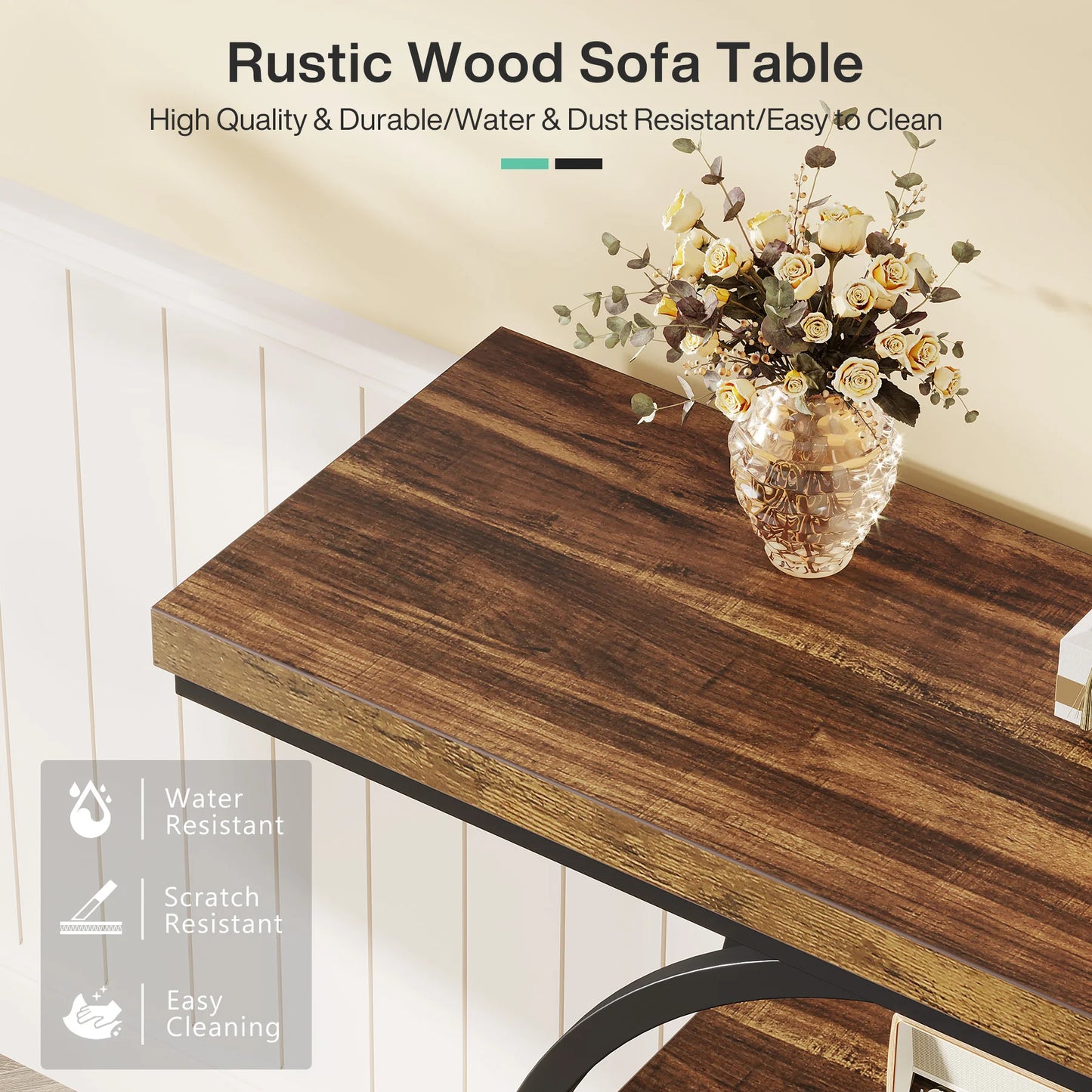 Tribesigns 41.3 Inch Industrial Sofa Table 4 Tier Entryway