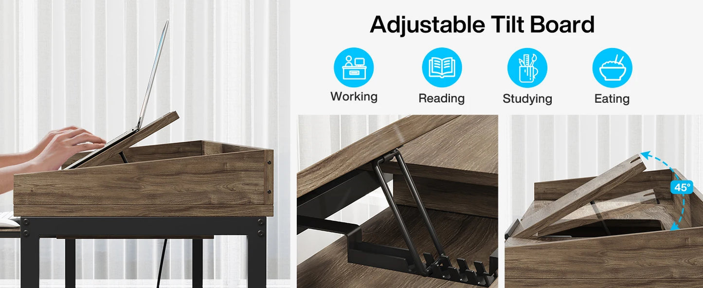 Height Adjustable Overbed Table With Wheels Laptop Desk