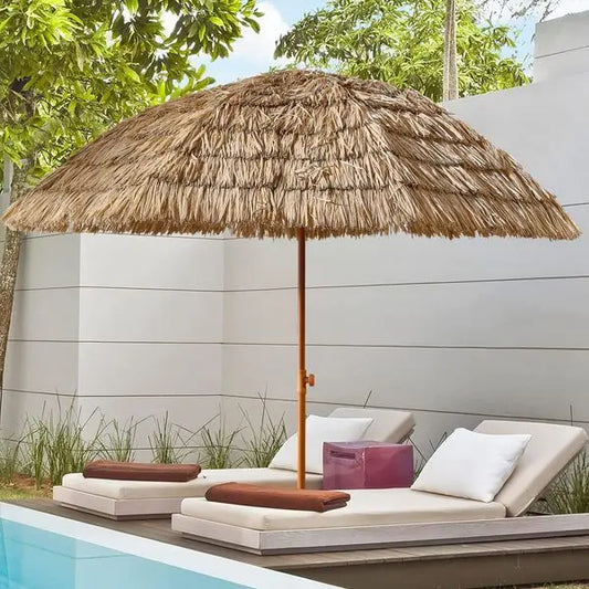8 Foot Thatch Patio Tiki Umbrella Raffia Palapa Straw Beach Shelter