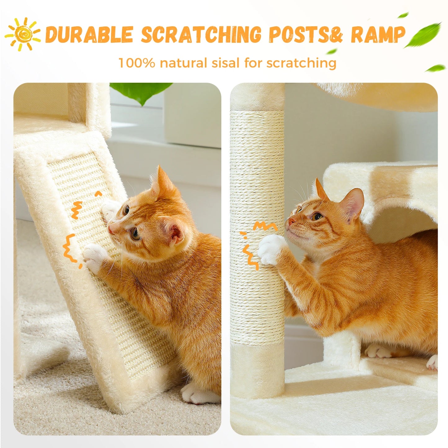 Four Level Cat Tree For Indoor Cats With Sisal Scratching Post And Condos
