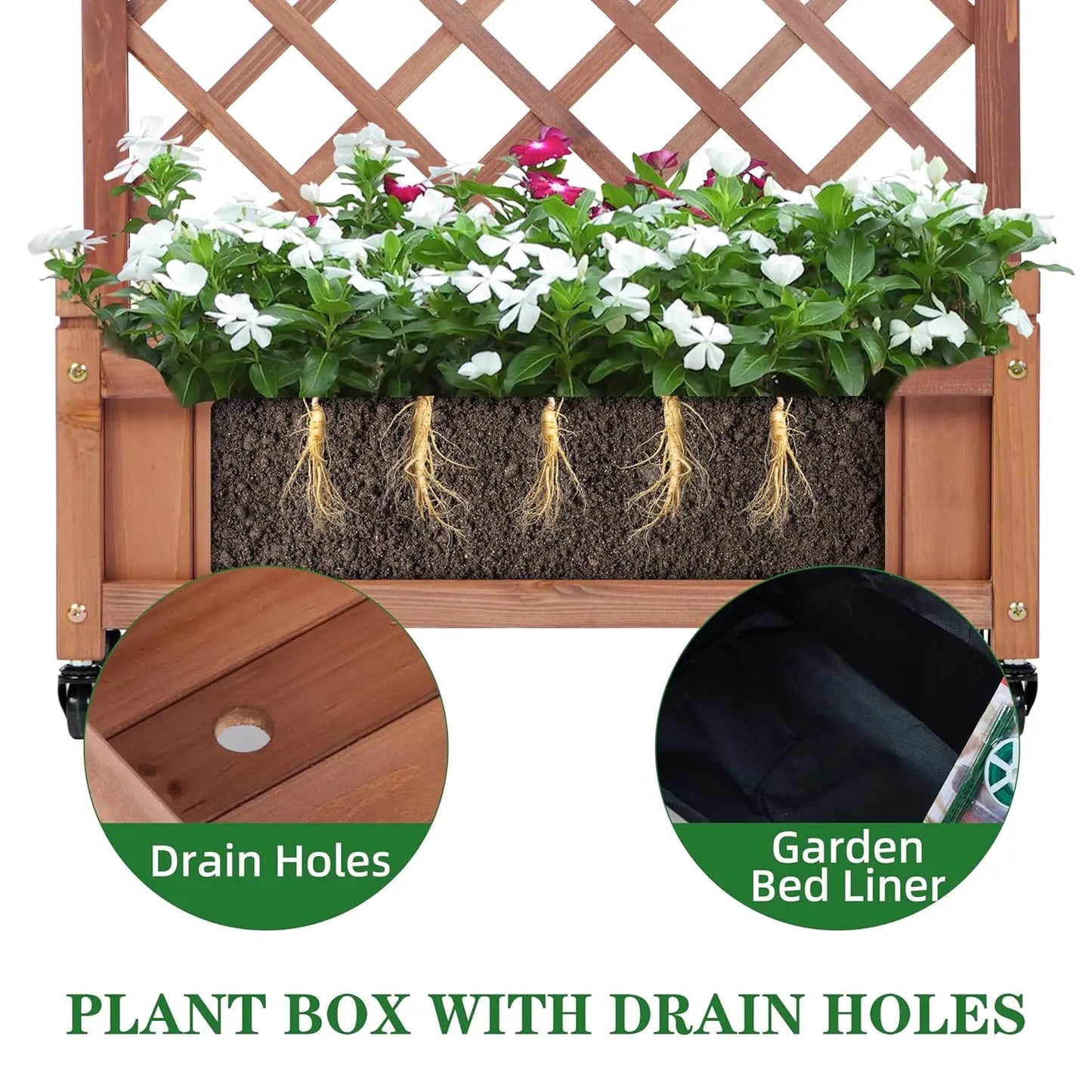 Raised Garden Bed With Trellis Set Of 2 Outdoor Wood Planter Boxes And Stands