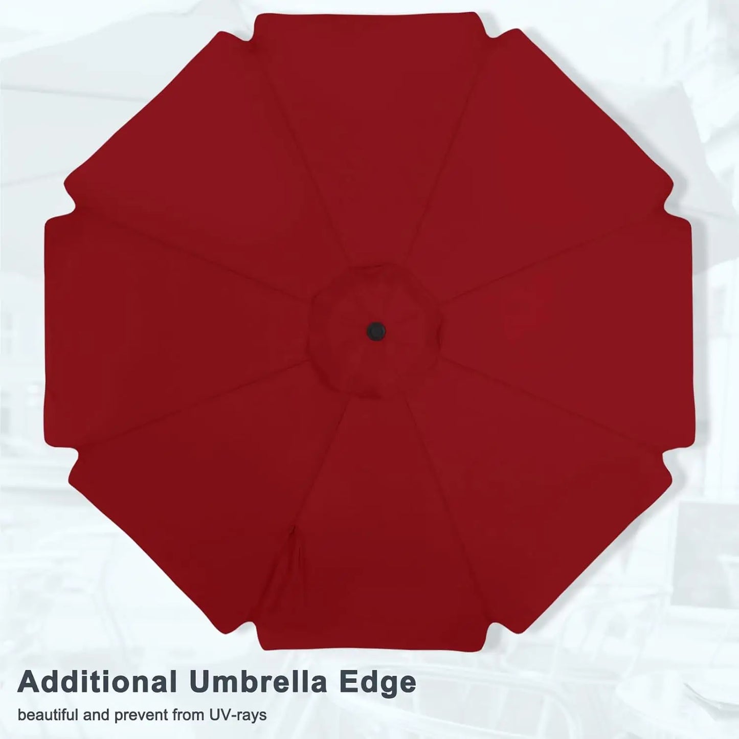 11ft Burgundy Patio Umbrella With 8 Ribs Crank Tilt For Outdoor Tables