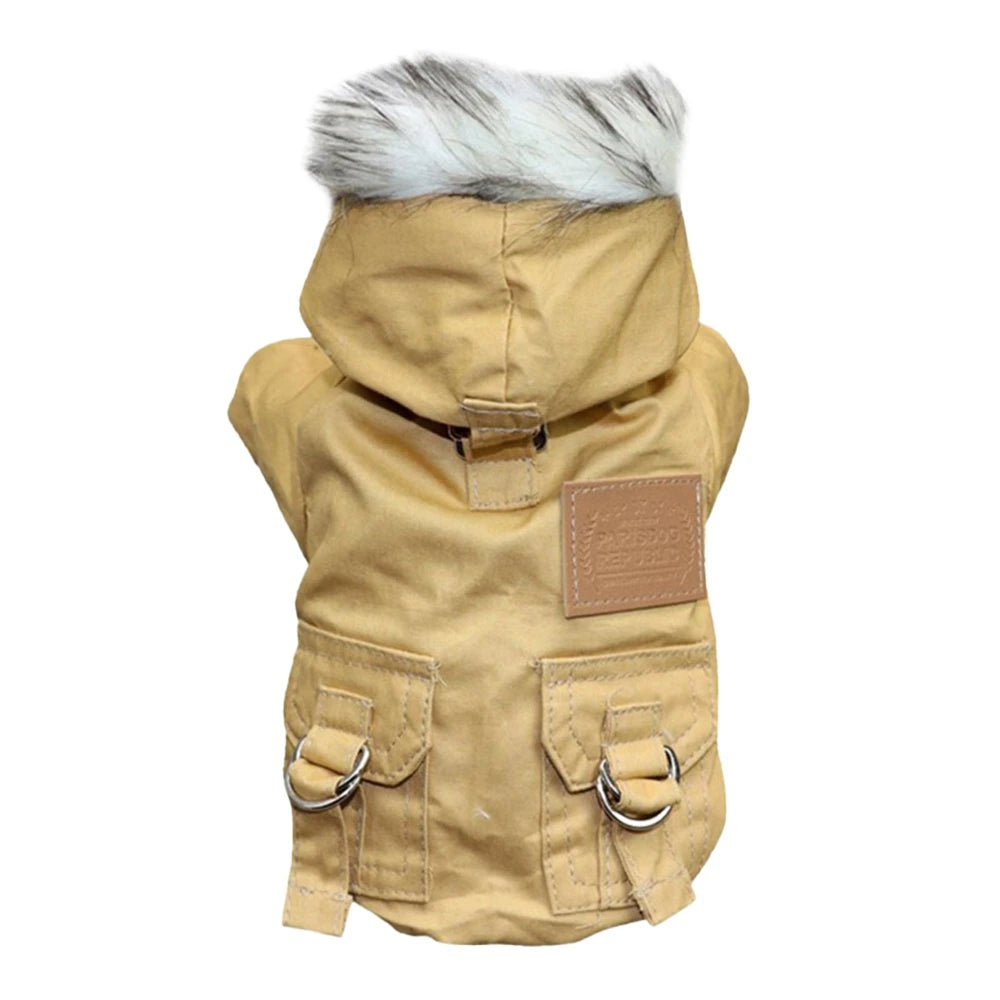 Dog Jacket With Harness Winter Coat Heavy Warm Hoodie Vest Windproof Outdoor