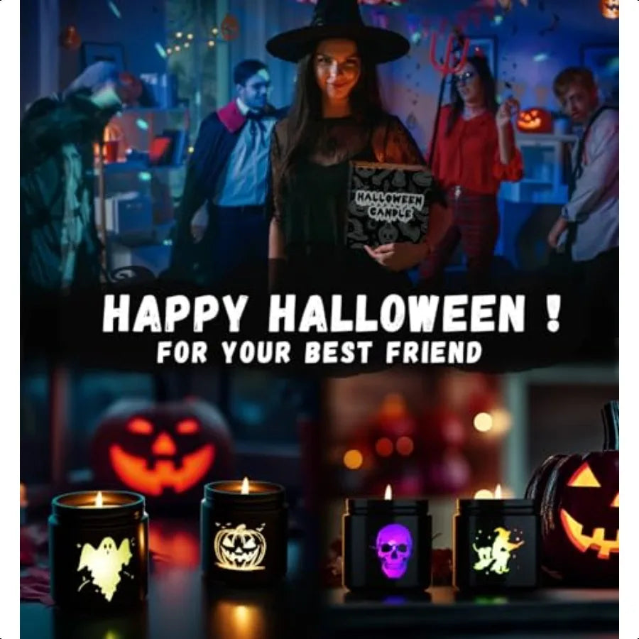 Halloween Scented Candles Set 4 Pack Gift With Pumpkin