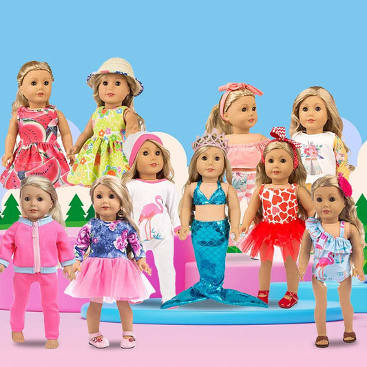 Doll Clothes Mermaid Tail Set Dress Shoes for 18 Inch Dolls