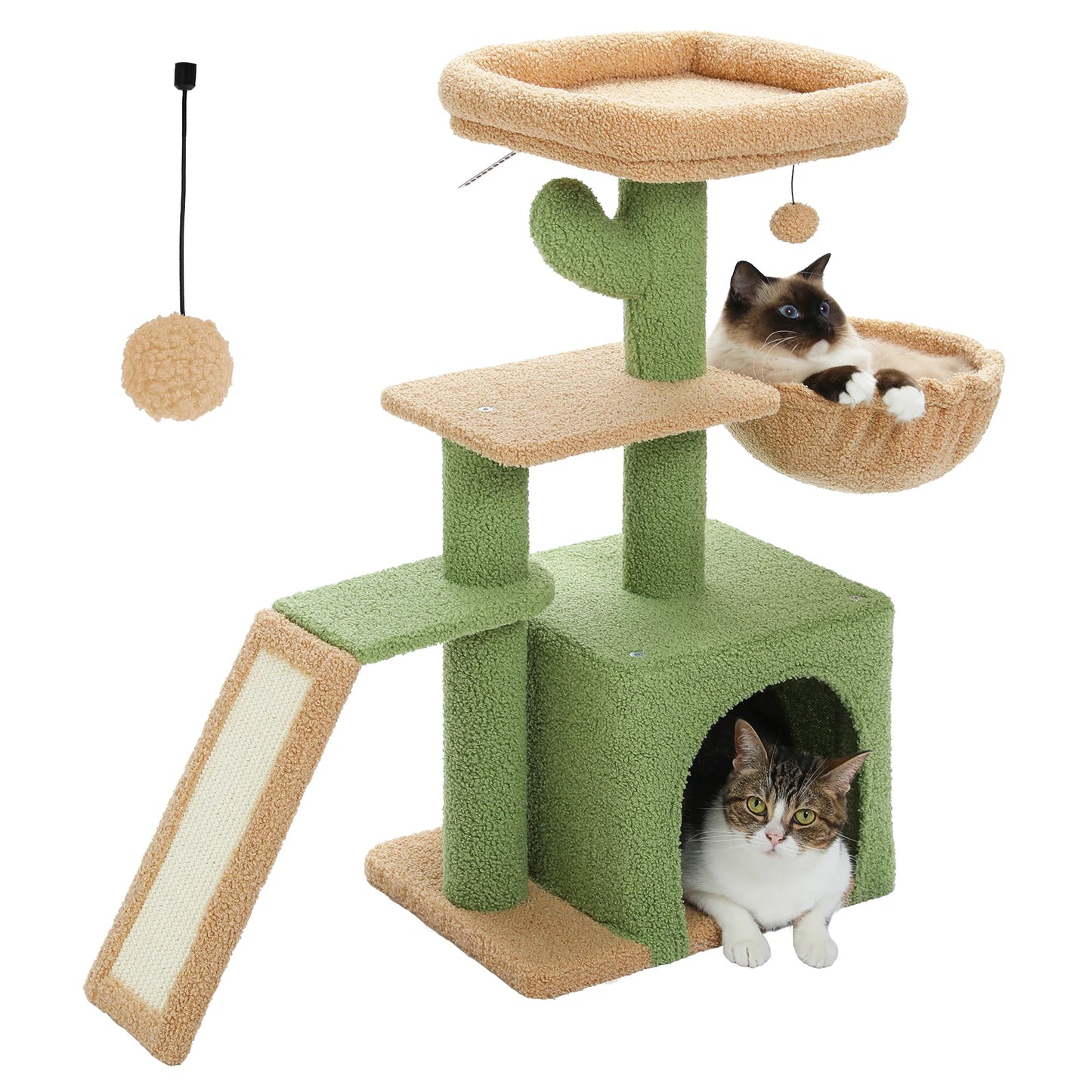 Grey Cat Tree Tower For Indoor Cats Two Styles With Hammock