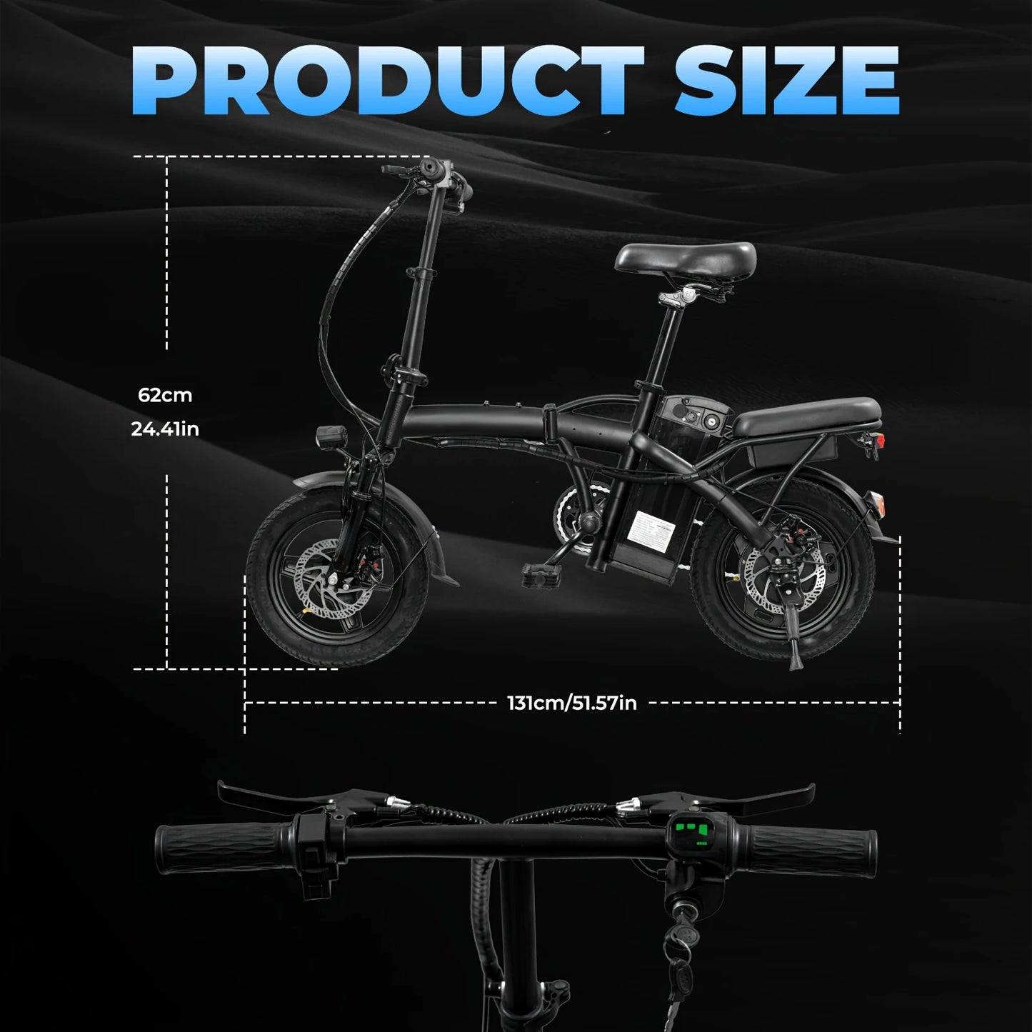 Foldable 14 Inch Electric Bicycle 500W 48V 10Ah With Pedal Assist