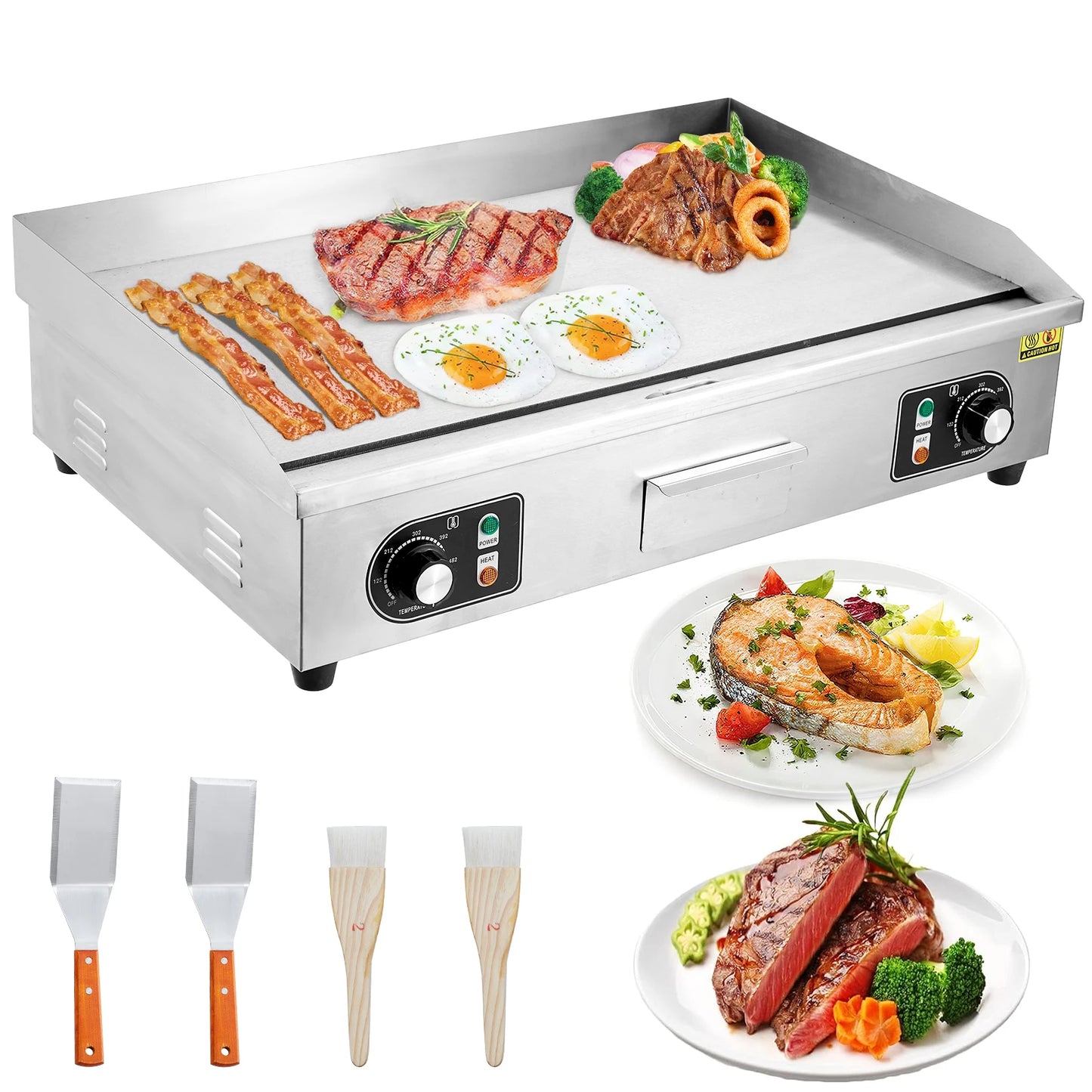 1500W 110V Commercial Electric Grill Teppanyaki Flat Countertop Non Stick Plate