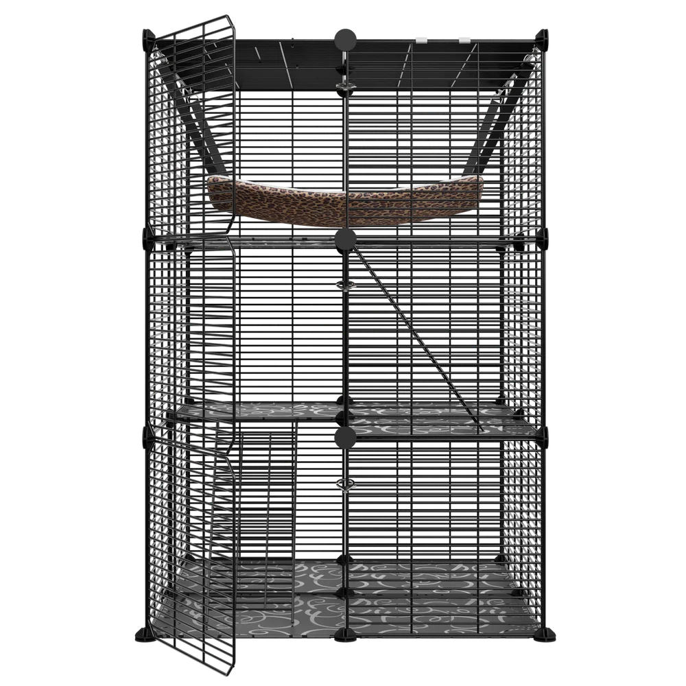 3 Tier Metal Wire Cat Cage With Hammock For 1 To 2 Cats