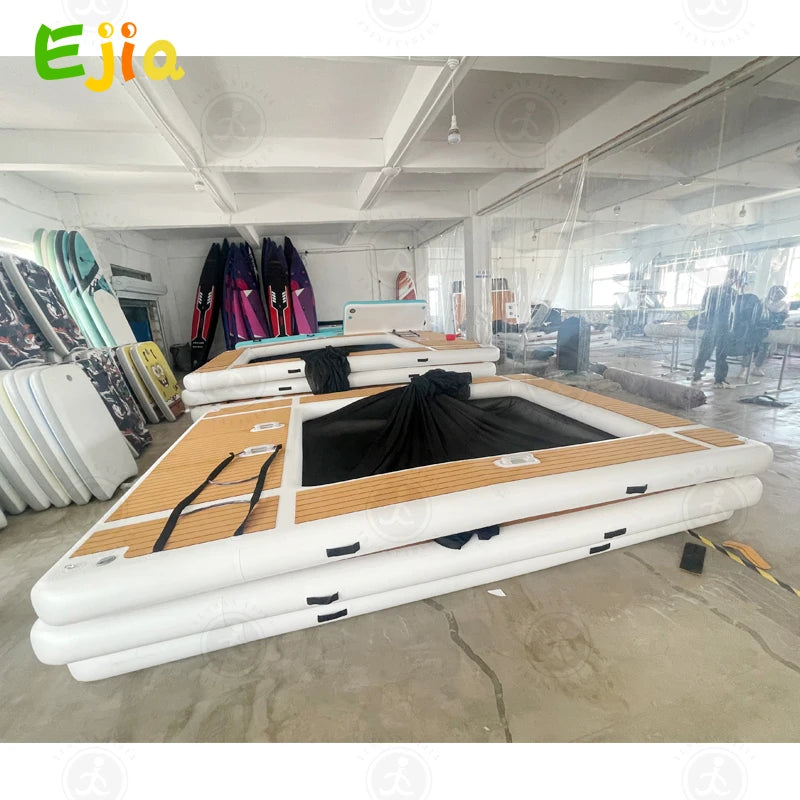 13 Ft Inflatable Pool Float Platform With Non Slip EVA Surface For Yacht Boat