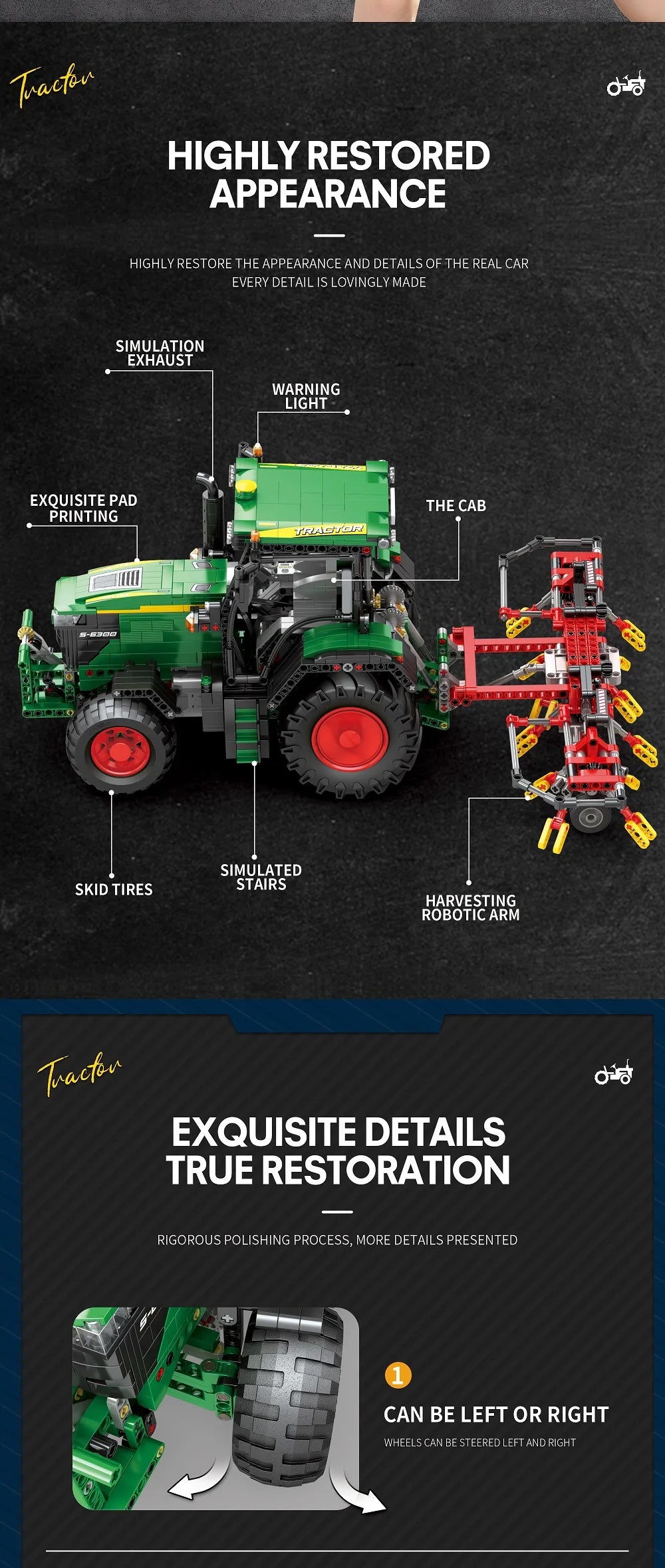 Farm Tractor Building Blocks Set 1828 Pieces Remote Control Toy Ages 14 And Up