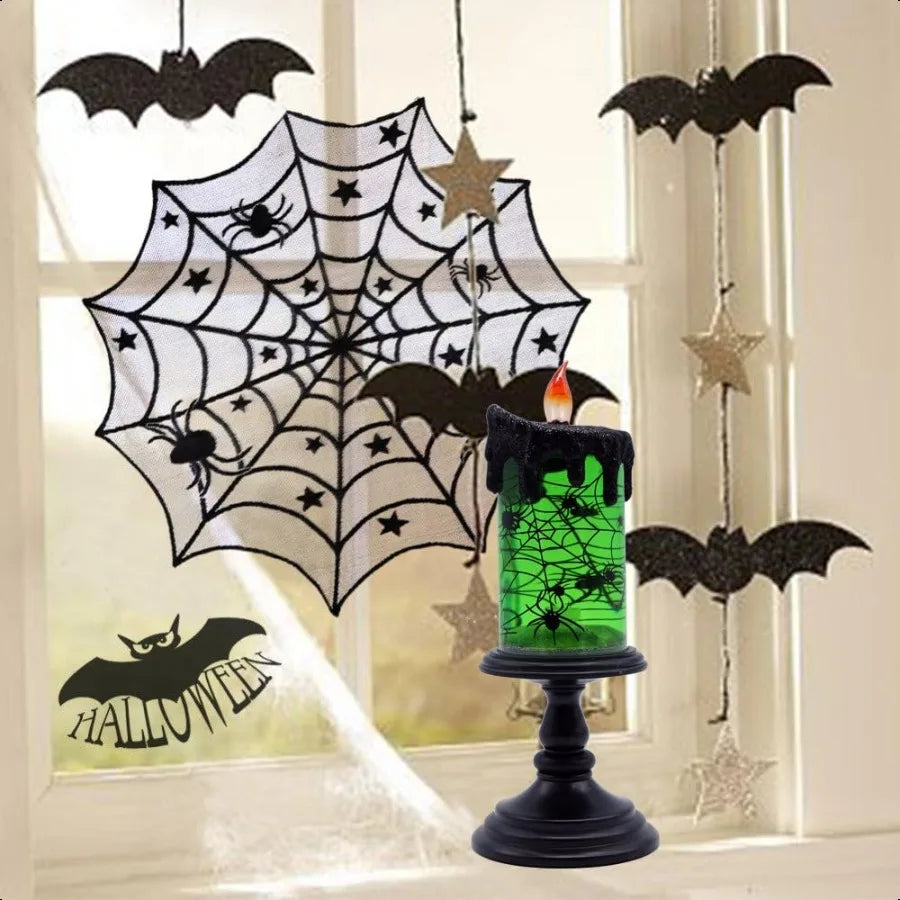 Halloween Globe Candles Battery Operated Spooky Spinning