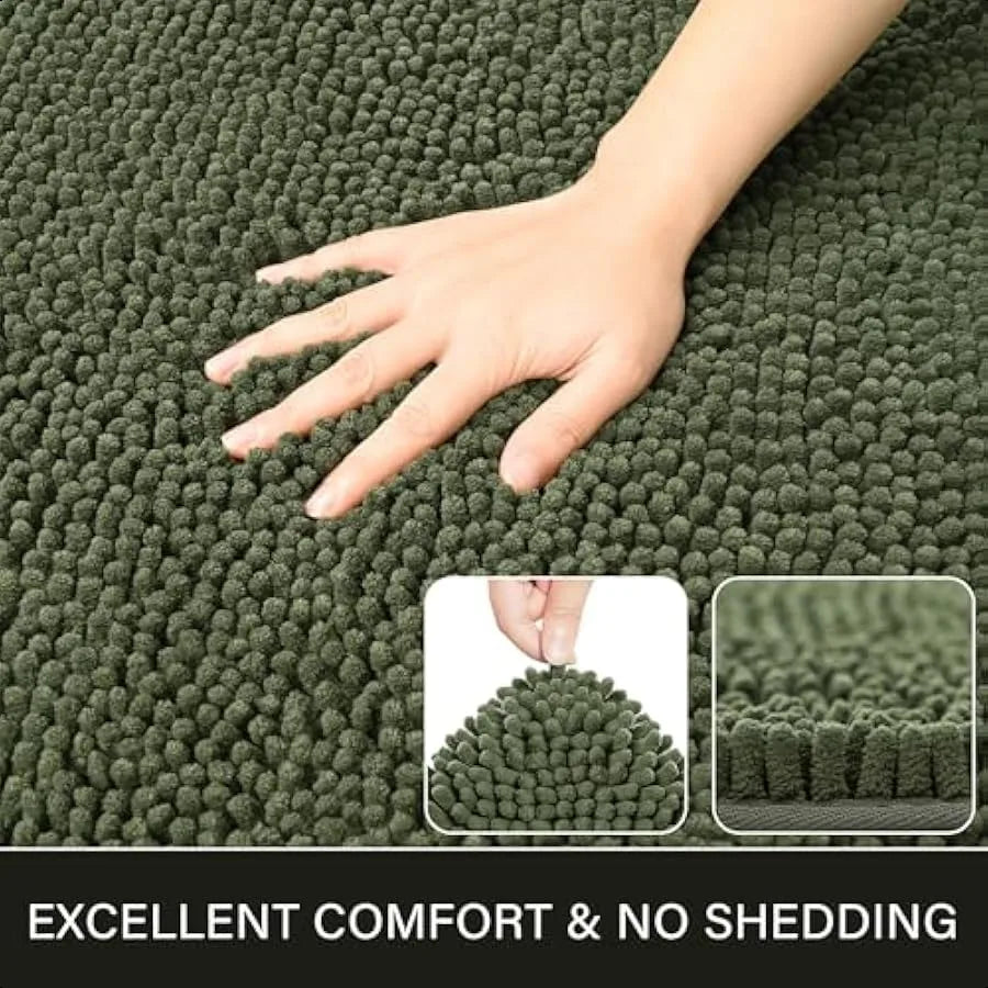 Luxury Bathroom Rug Shaggy Bath Mat 20 x 30 Inch Washable Non Slip Bath Rugs Soft Plush Chenille Absorbent Geometric Design