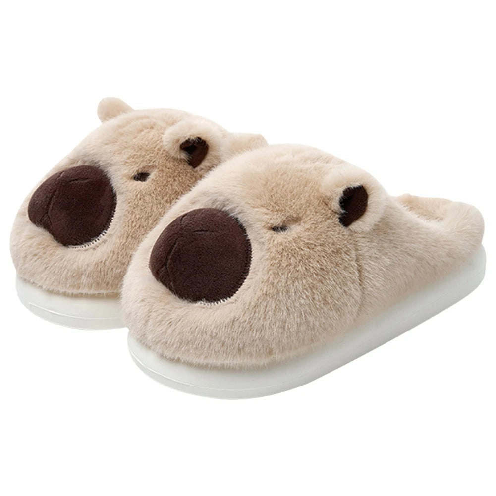 Plush Capybara Slippers Closed Toe Thermal Home Slippers For Men Women Non Slip