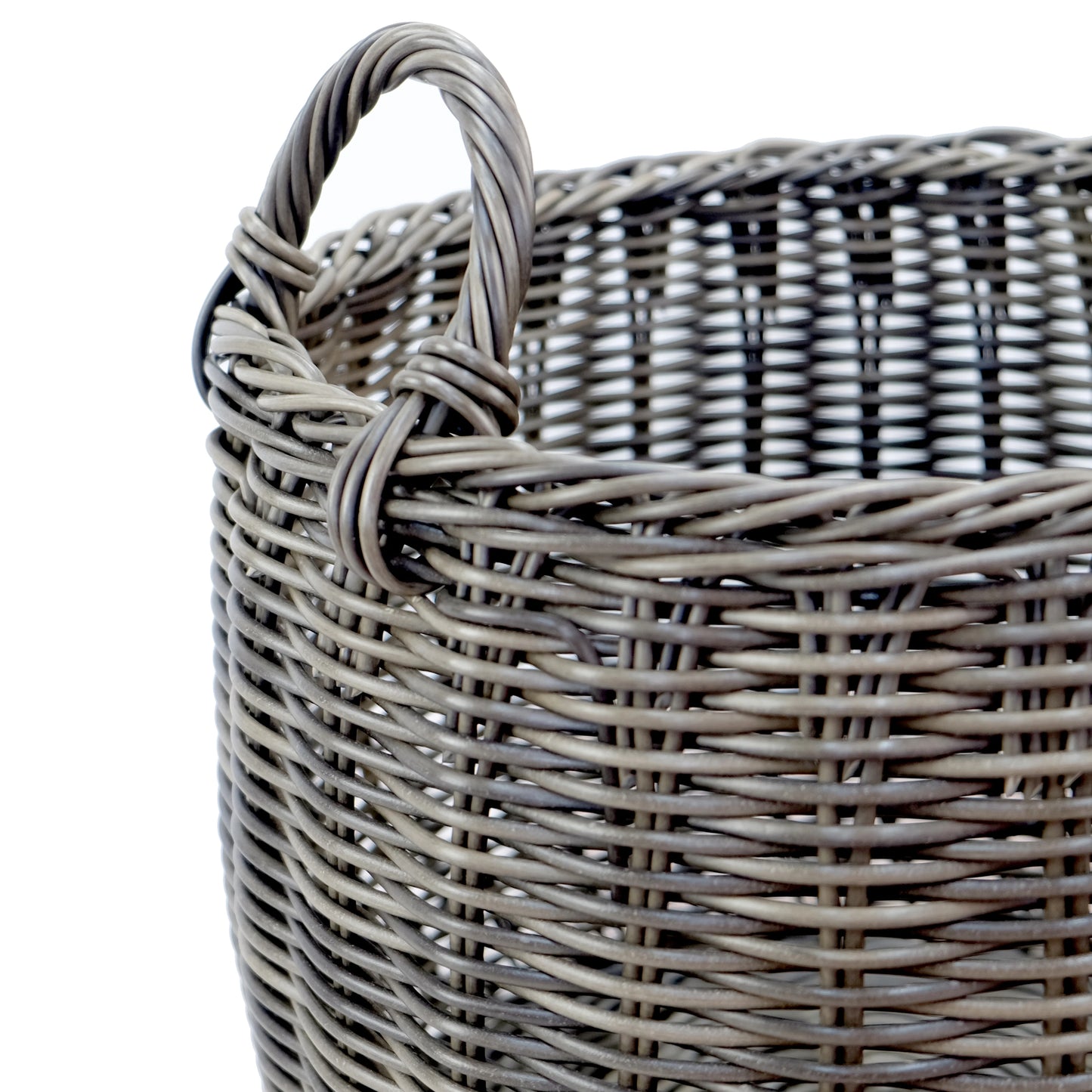 Two Pack Stackable Hand Woven Wicker Laundry Basket