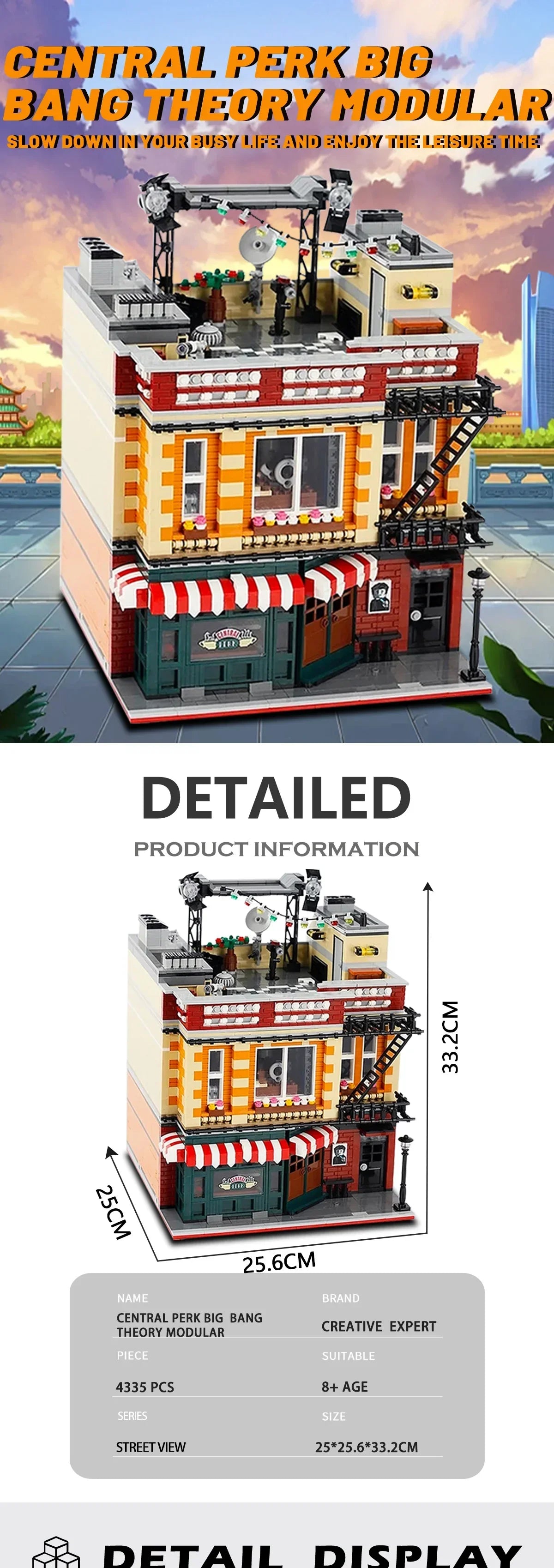 Big Bang Modular City Building Block Set Street View Coffee Shop 4335 Pieces