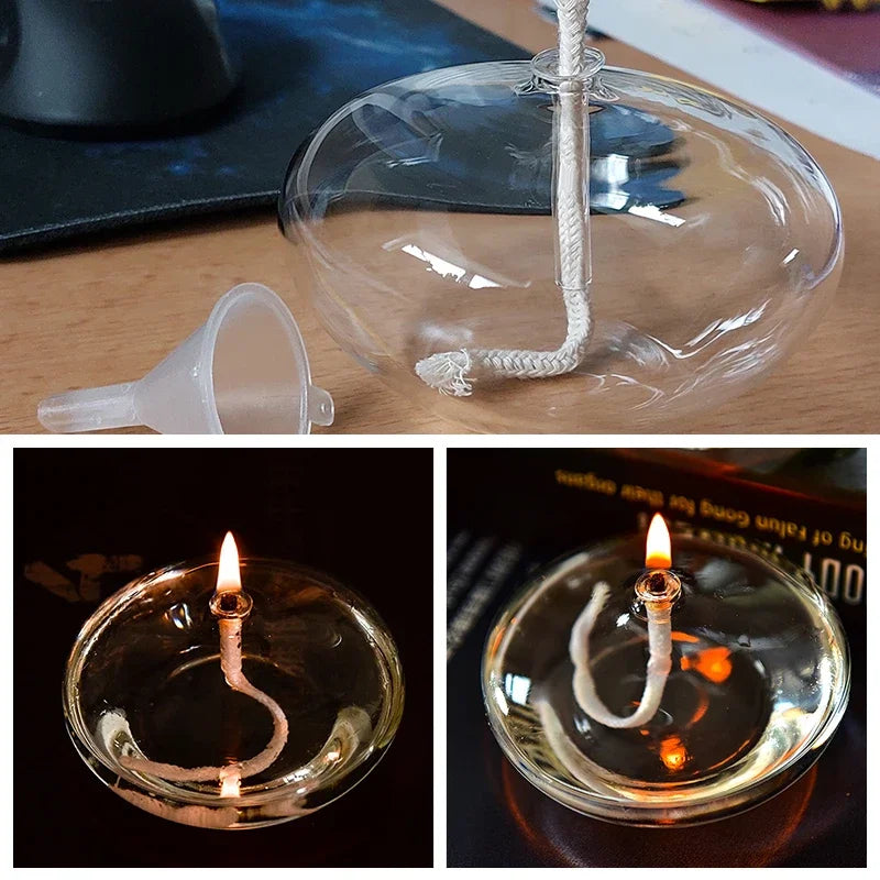 Transparent Glass Candlestick Oil Lamp for Rustic Christmas