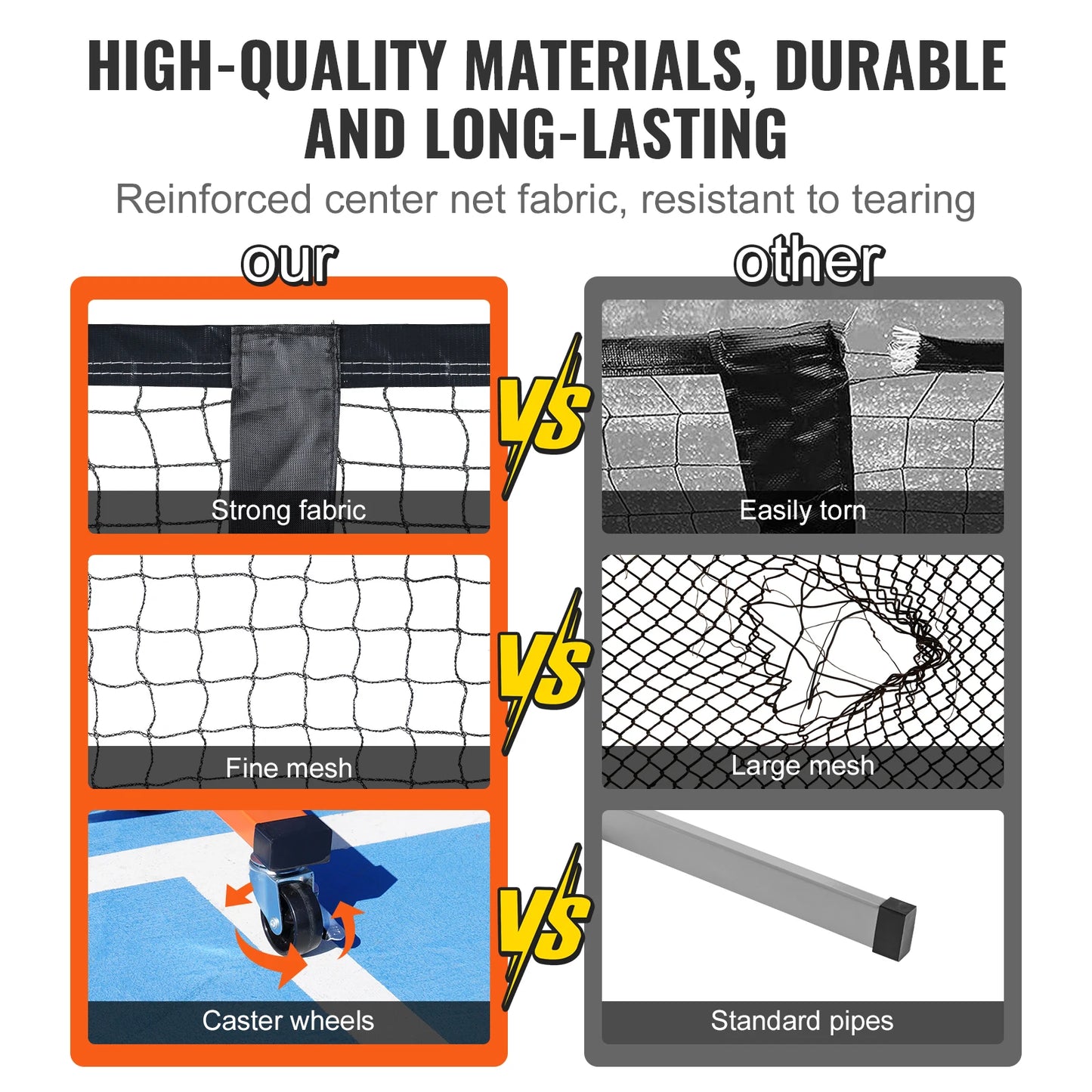 SucceBuy Portable Pickleball Net System 22 FT Full Court Official Regulation Size Outdoor With Court Line