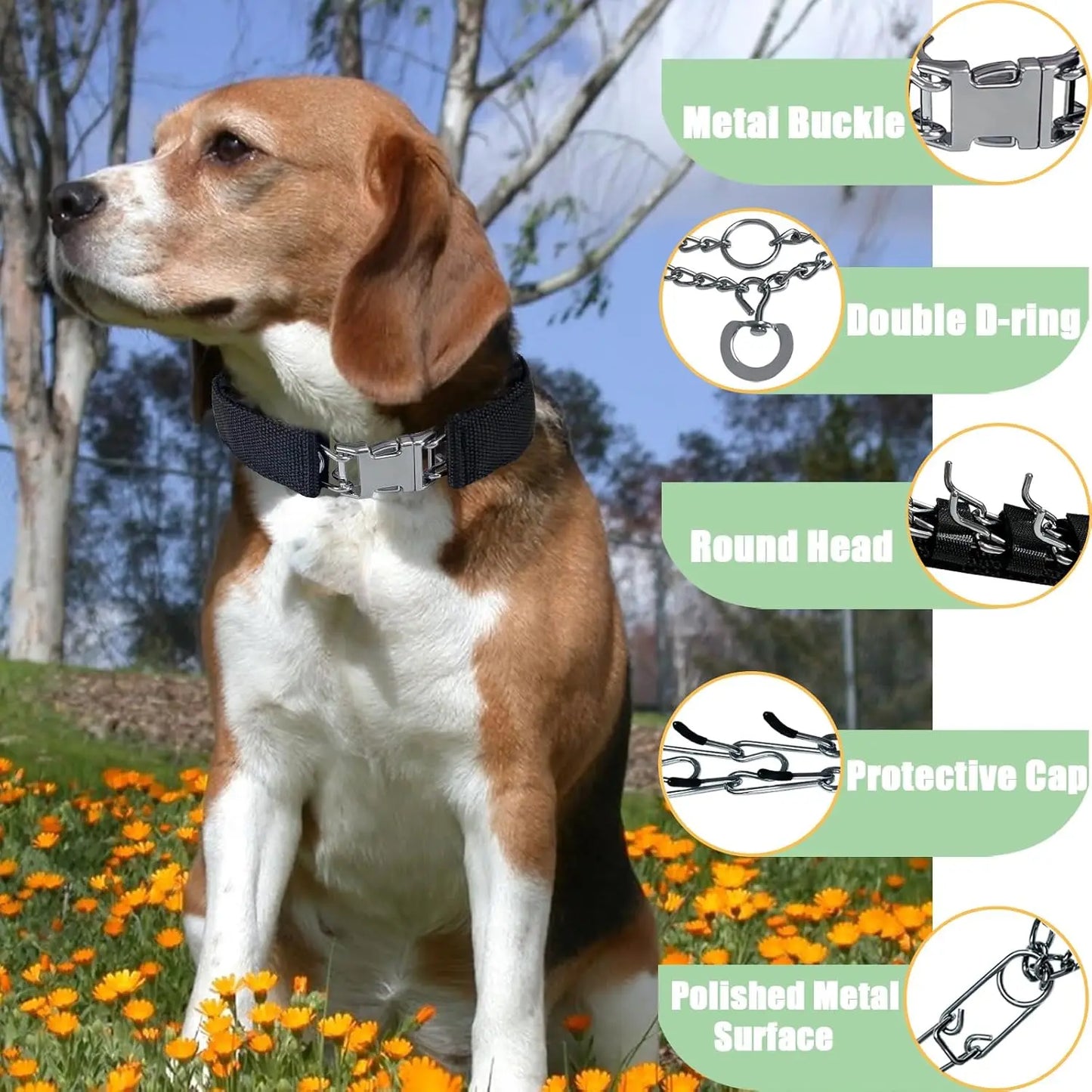 Adjustable Prong Collar For Dogs With Quick Release No Pull Includes Extra Links