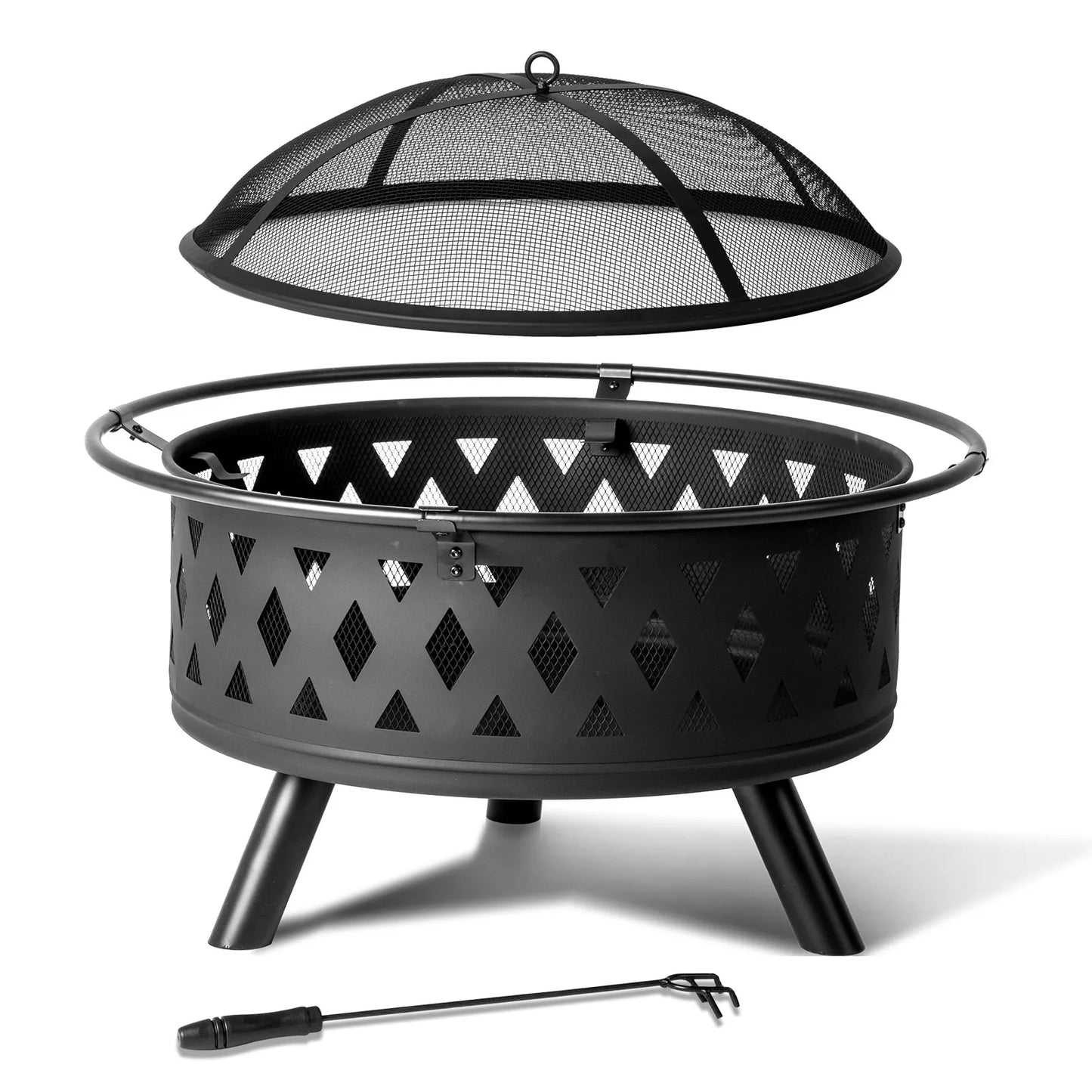 32 Inch Outdoor Wood Burning Fire Pit for Patio and Garden