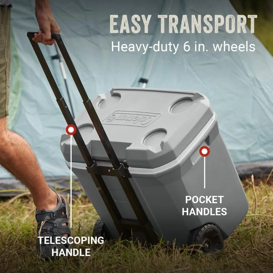 Classic Series Insulated Portable Rolling Cooler With Wheels Keeps Ice 5 Days