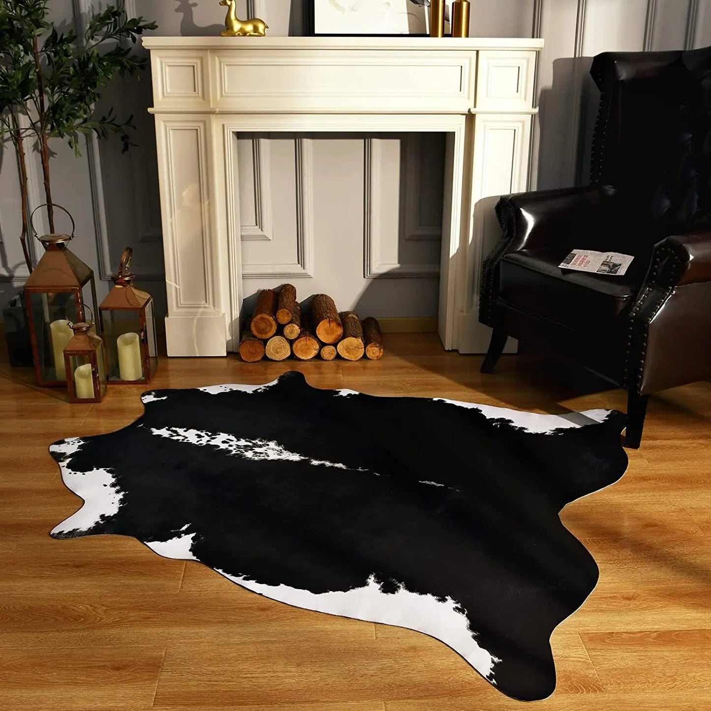 American Style Animal Print Faux Fur Cowhide Rug for Bedroom Living Room Carpet Home Decoration Floor Mats