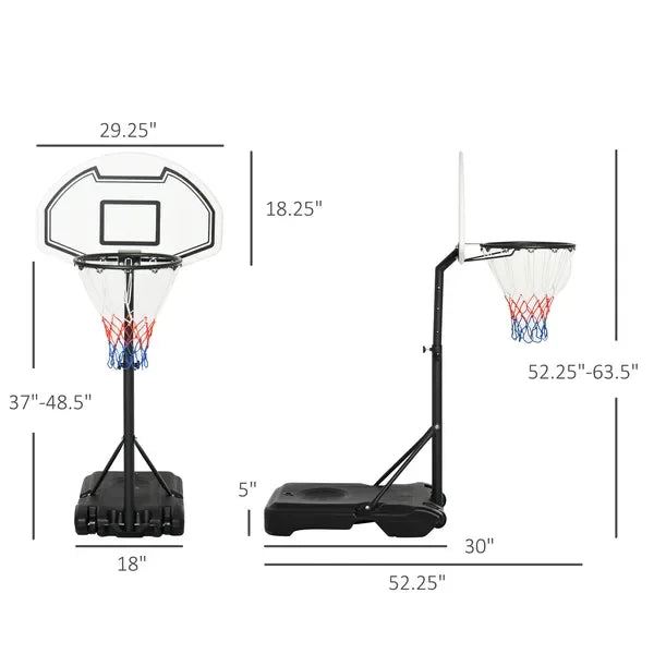 Aosom Height Adjustable Basketball Hoop Portable Stand 30 Foot Backboard