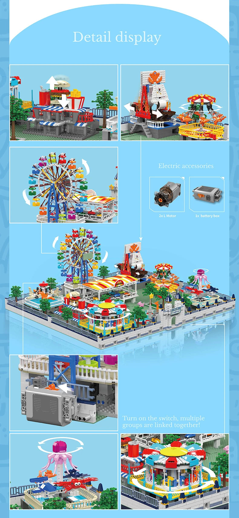 5220 Pieces Amusement Park Building Blocks Ferris Wheel Carousel Modular Set