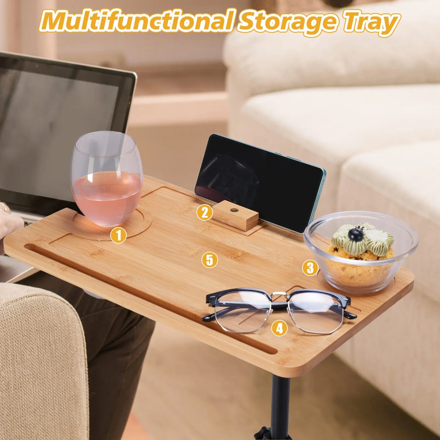 Vantic C Shaped End Table Side Table With Metal Frame