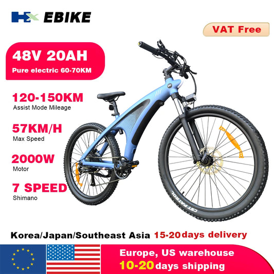 HX Q5 2000W Electric Mountain E Bike 48V 20Ah Off Road