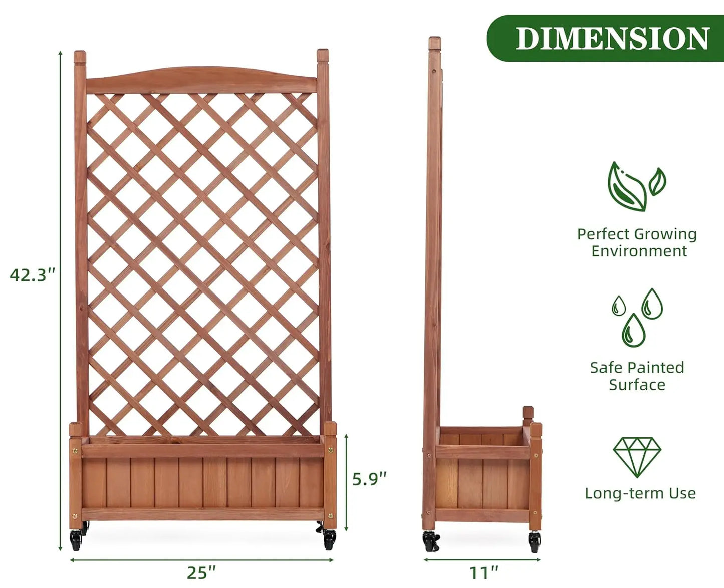 Raised Garden Bed With Trellis Set Of 2 Outdoor Wood Planter Boxes And Stands