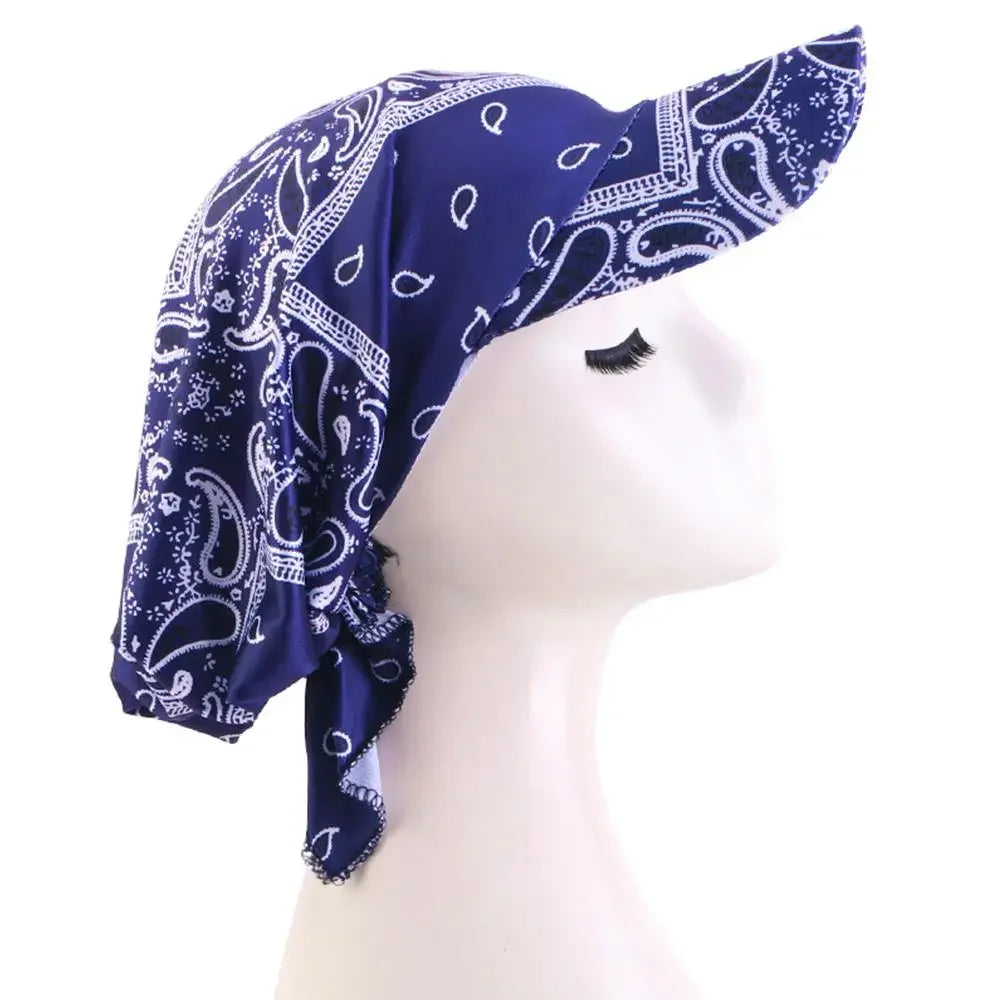 Unisex UV Protection Paisley Print Sun Shade Hat With Wide Brim Turban Visor