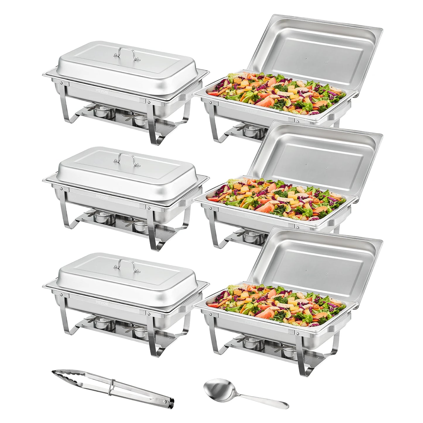 Vevor 8QT Rectangle Chafing Dish Set 4 Pack Stainless Steel Buffet Server Food Warmer Catering Equipment