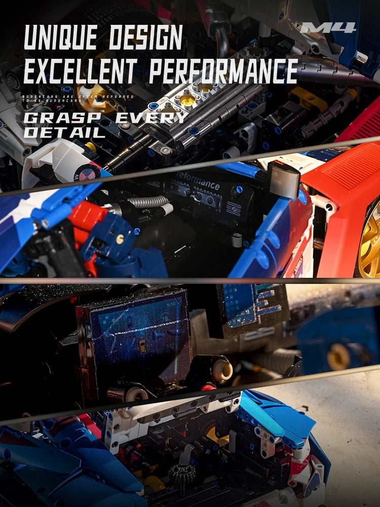 4556 Pieces MOC M4 Supercar Building Blocks Set 1 To 8 Classic Sports Car Model