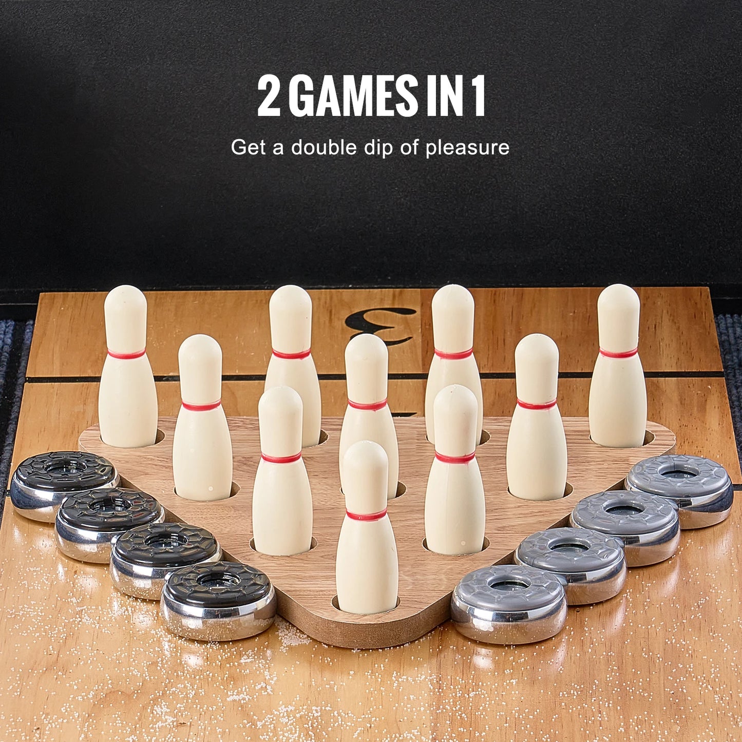 SucceBuy 11.5ft Shuffleboard Table 2 In 1 Bowling Combo