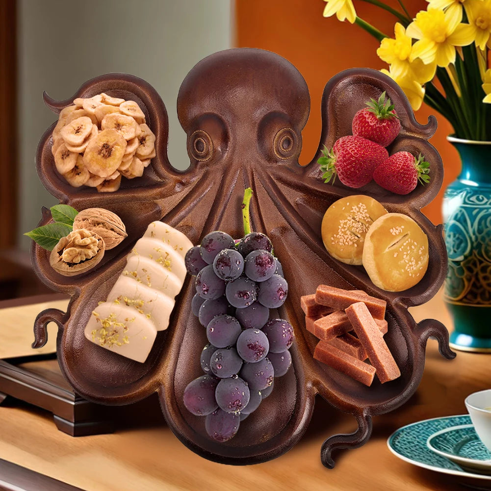 Octopus Charcuterie Platter Wood Serving Tray For Home Use