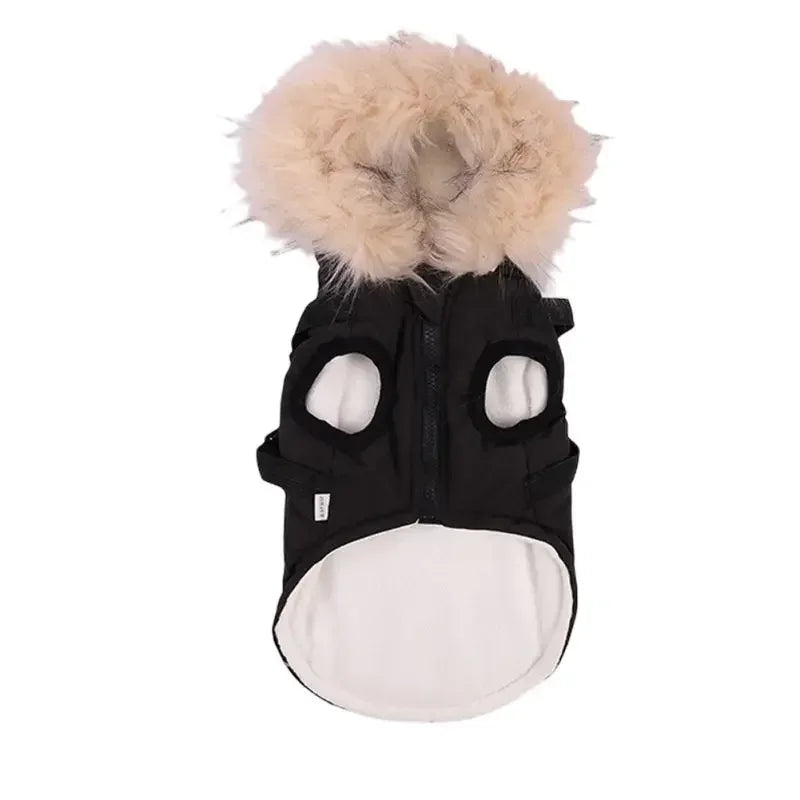 Winter Dog Coat With Harness Waterproof Hooded Jacket For Small Medium Dogs