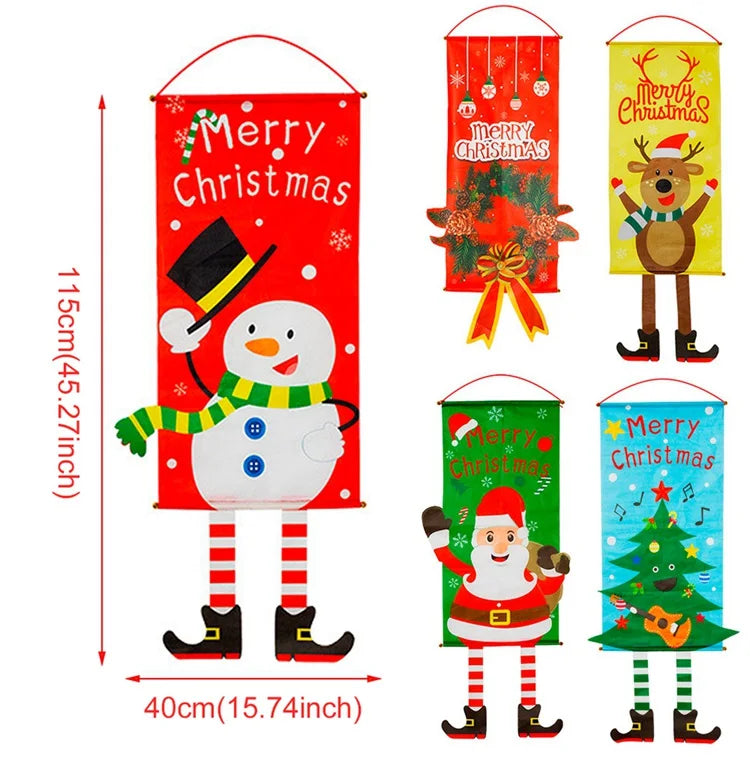 2025 Christmas Hanging Flag Banner For Door Decorations