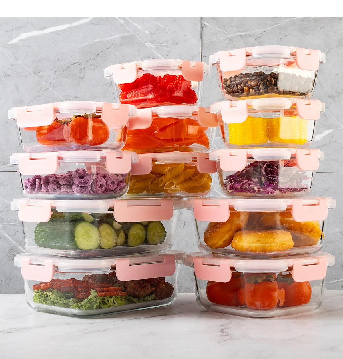16 Piece Glass Food Storage Set Leakproof Airtight BPA Free Microwave Safe Oven