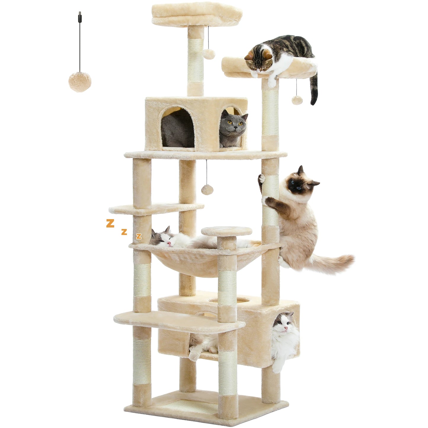 Large Cat Tree Tower Indoor Cats With Sisal Posts Hammock