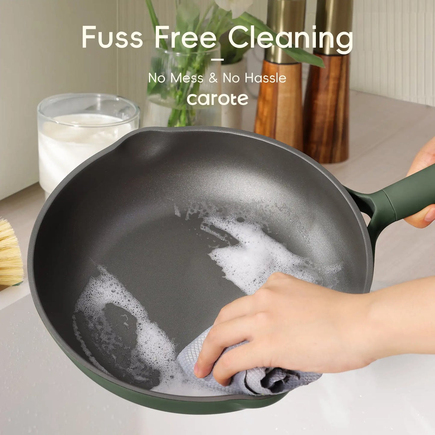 19 Pieces Nonstick Cookware Set Induction Pots and Pans Dark Green