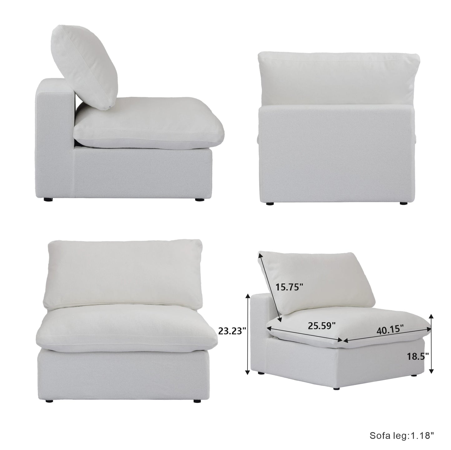 Modular Convertible Cloud Couch 6 Seats U Shaped Sectional Sofa With Ottomans