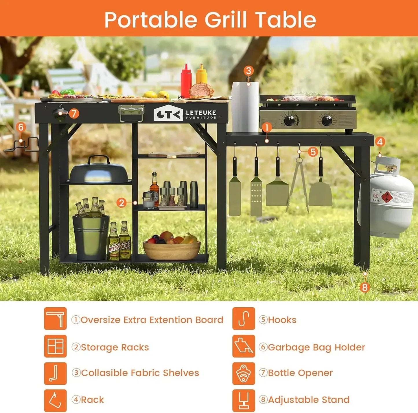Portable Foldable Grill Table For Blackstone And Ninja Griddles Outdoor