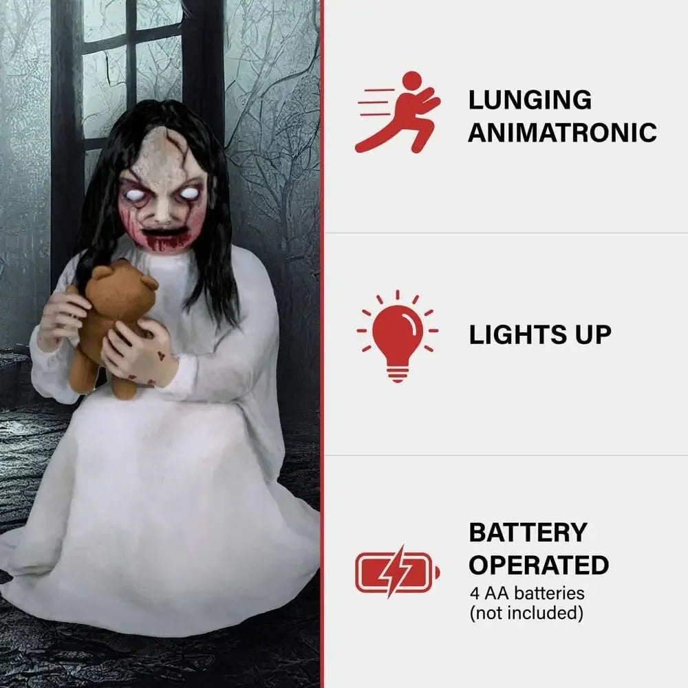 Motion Activated Lunging Lily The Demonic Zombie Girl Animatronic Halloween Decoration Indoor or Covered Use