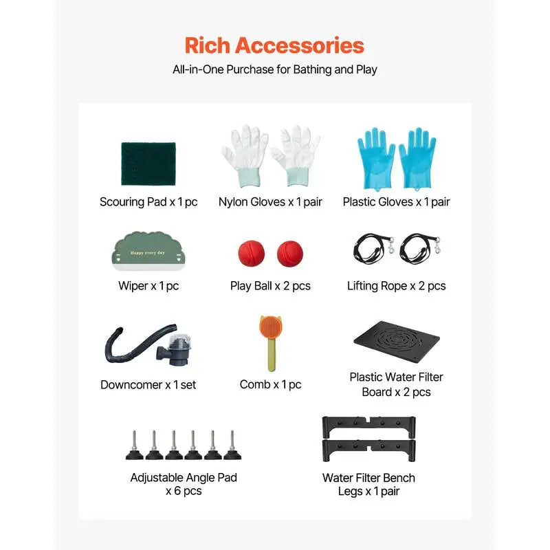 62 Inch Stainless Steel Dog Grooming Bath Tub With Ramp And Water Filter