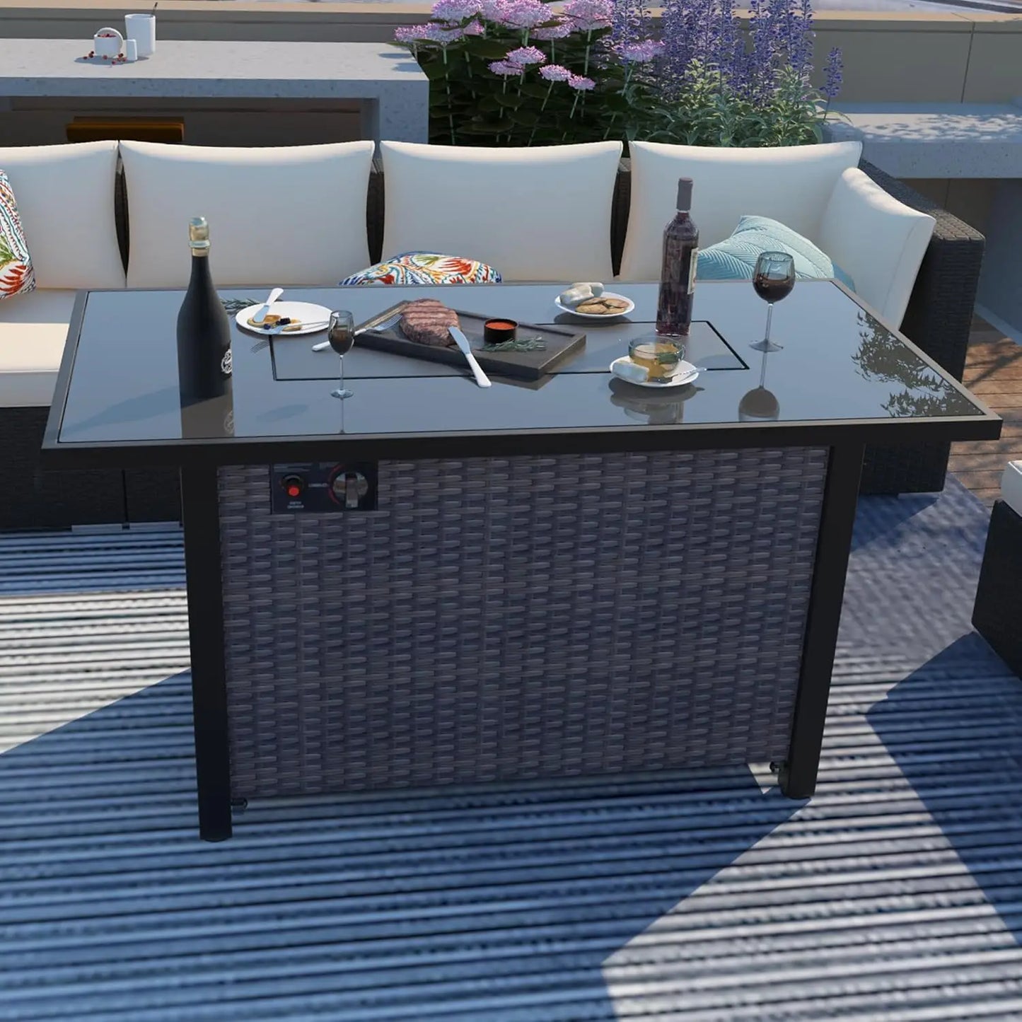43 Inch Propane Fire Pits Outdoor Table With Auto Ignition